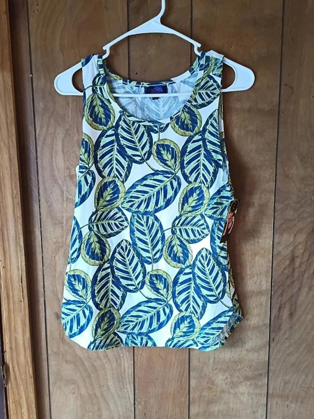 Rachel Roy Womens 2 Piece Leaf Print Tank Top Pants Set Size L Stretch NWT